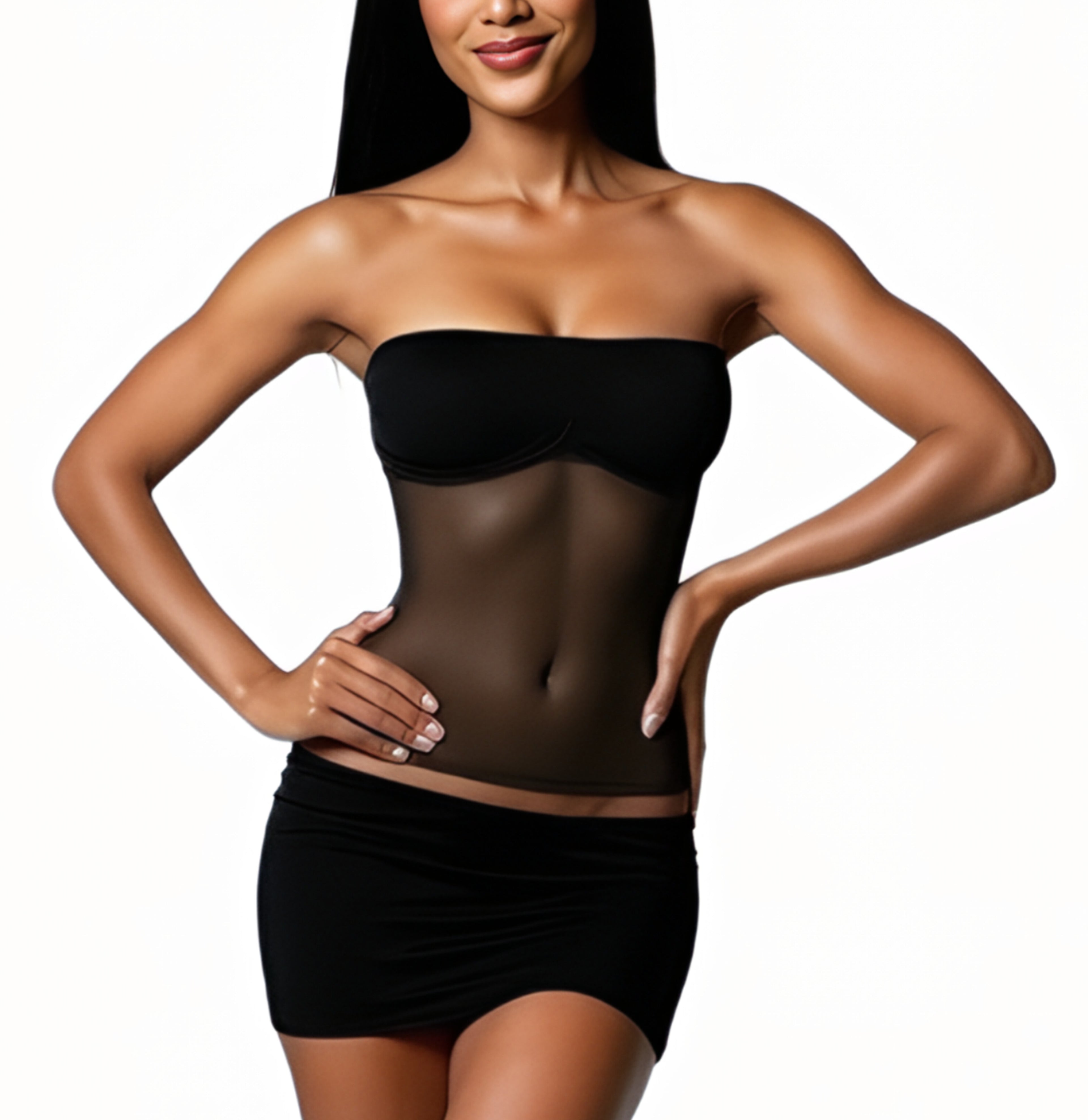 Selene Sheer Belly Strapless Top