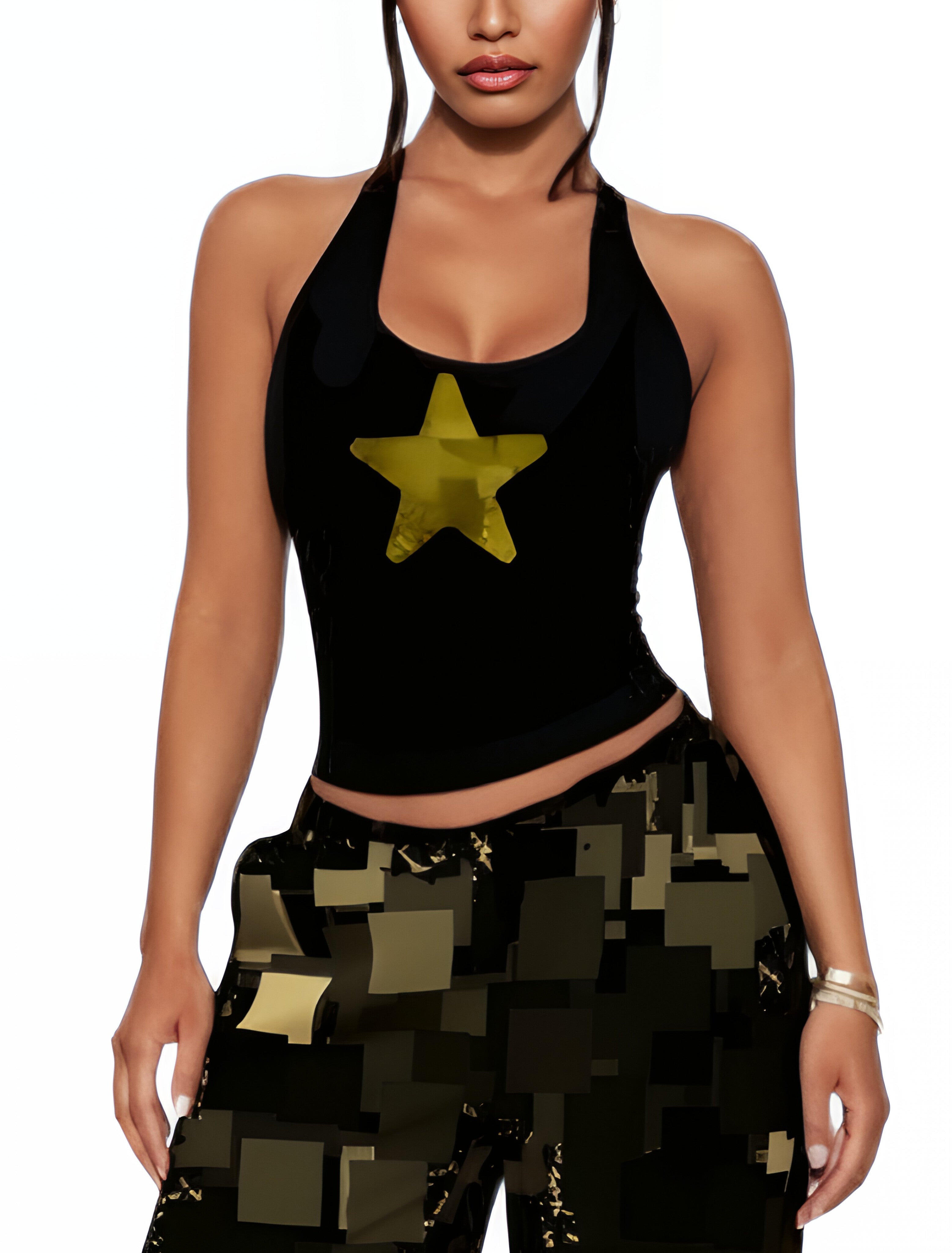 Platinum Star Halter Top (Amy Green Print)
